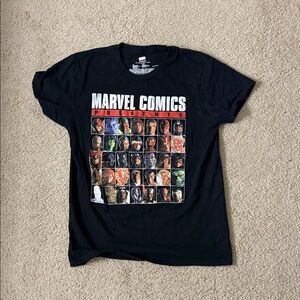 Marvel Black Graphic Tee with Colorful Characters
